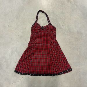 Tripp NYC Red Plaid Halter Dress